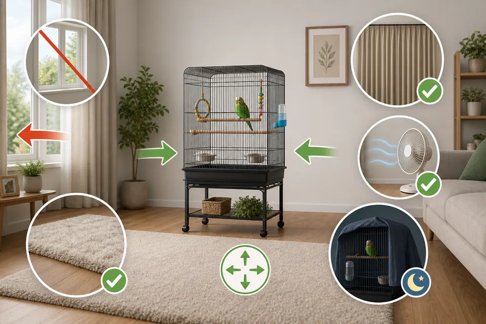 インコのケージ位置とカーテンやラグで音漏れを抑える部屋作りの例